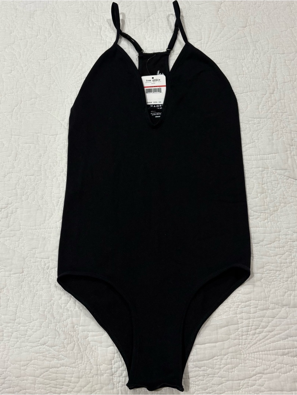 Intimately Free People Bodysuit Ribbed Tank Top Sz XS/S Black Adjustable